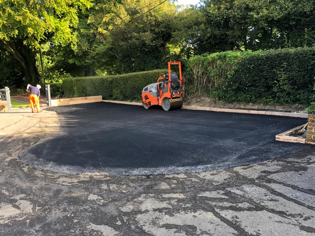 This is a photo of a bitumen driveway which is in the process of being installed by Hurstbridge Road Tech